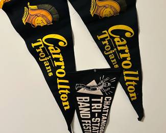 Vintage Pennants from Carrollton High School and 1969 Chattanooga Band Festival