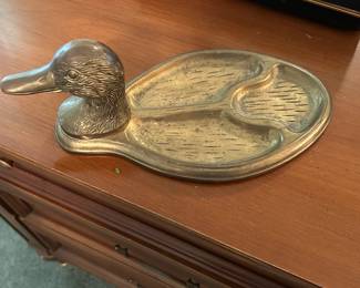 Vintage Brass Duck Trinket Tray