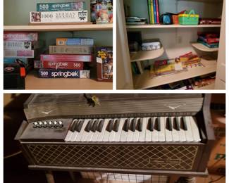 Puzzles, antique toys, games, etc.