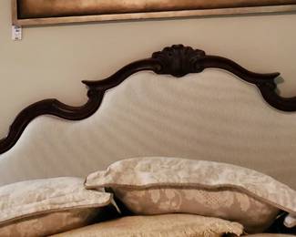 Bed with pillows laid down.
