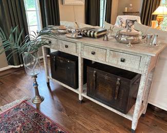 Accent / sofa table, leather boxes