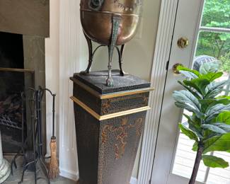 Plant stands, vintage copper urns