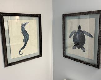 Seahorse and turtle art