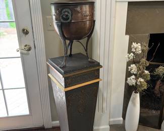 Plant stands, vintage copper urns