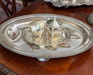 Serving tray, cream and sugar