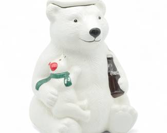 1998 Coca-Cola Polar Bear & Cub Cookie Jar by Teleflora