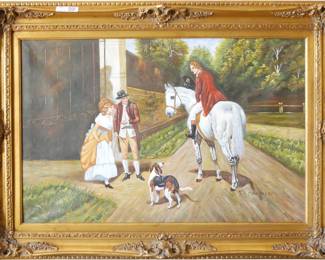 Signed P. Carole 20th-C Oil on Canvas English Scene