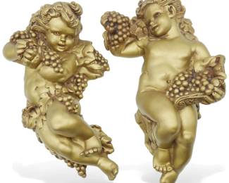 Cherub Grapes Wall Decor by Universal Statuary Corp, 1950s