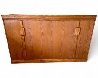 Oak Murphy Bed Cabinet with Fold-Down Mechanism