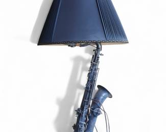 Vintage Saxophone Floor Lamp w/ Black Shade