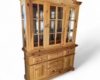 Broyhill Fontana Pine China Cabinet with Glass Panels