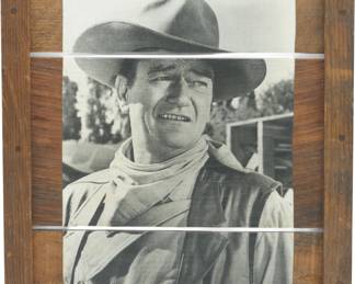 Wooden Fence-Style Decor Item w/ John Wayne Image
