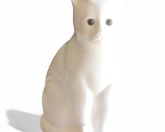 Elpa Alcobaca White Ceramic Cat Figurine, Portugal, 1980s