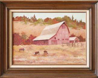 Original Signed Painting by Loris Jacobs of Rural Barn Scene