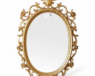 Mid-20th Century Gold-Toned Oval Mirror