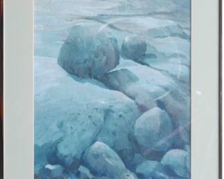 Framed Original Painting of Rocks