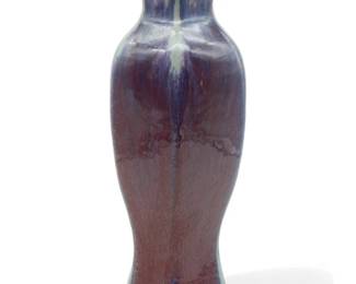 Vintage Chinese Hexagonal Ceramic Vase, Violet Flambe Glaze
