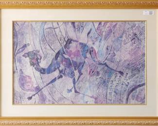 Framed Abstract Camel Artwork w/ Gold-Toned Frame