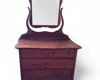 Dresser with Harp Mirror and Four Drawers