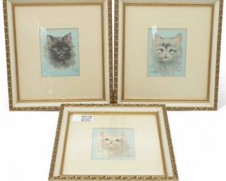 3 Framed Kitten Prints by Florence Kroger