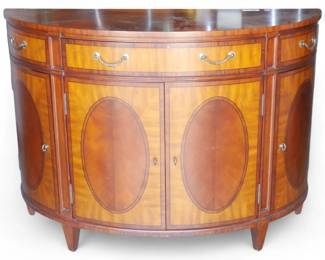 Ethan Allen Regency Inlaid Mahogany Demilune Sideboard