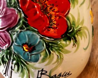 Alvino Bagni vintage Italian Floral Pottery Vase/ umbrella stand