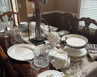 Assorted dinnerware and serving pieces