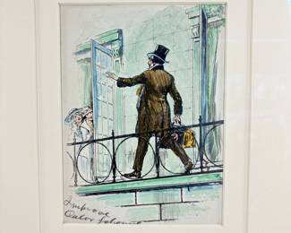 John R. Neill Original Color Guide Illustration Titled The Wizard On The Balcony Used In Glinda Of Oz Book