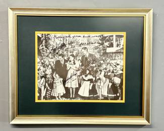 Mickey Carrol Signed And Inscribed The Wizard Of Oz Black & White Still Photo Framed And Matted