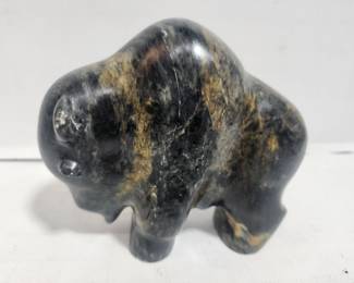 stone carved buffalo