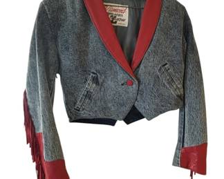 Denim Leather Fringe Jacket