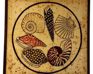 Stretched Batik Seashell Canvas