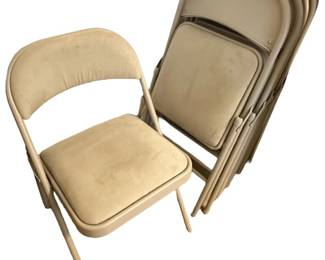 Six Beige Colored Folding Chairs