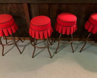 Four of 6 vintage bar stools