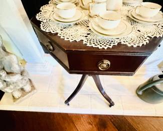 Vintage side table and tea set