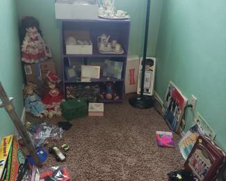 Dolls, child tea sets, and more