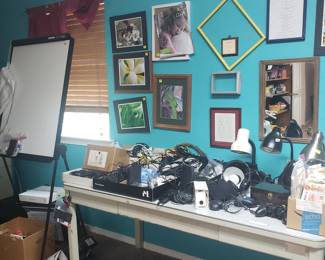 Electronics, frames, art, office supplies