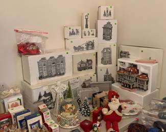 Charles Dickens village Dept 56, other Dept 56, Christopher Radko (some retired) ornaments, Old World ornaments