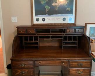 Old, heavy roll-top desk