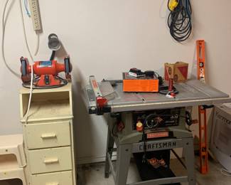 Craftsman table saw and Black and Decker grinder with light