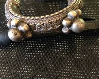 exquisite antique African "currency cuff", unique in style/design/child's size, white brass, fabulous piece