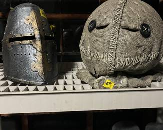 SAM Halloween costume mask, plus beat Crusader helmet