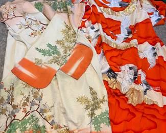 absolutely fabulous, vintage Japanese wedding kimonos, special find, gorgeous wall hangings, definite conversation pieces...