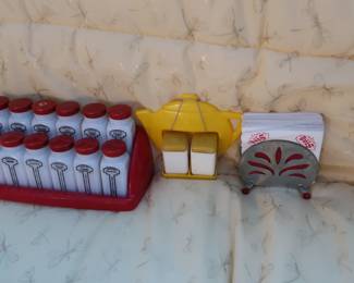 fifties spice jars, stag napkin holder