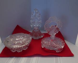 vintage dresser glass perfumes and powder bottle