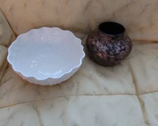 spode pineapple bowl and beautiful glass vase