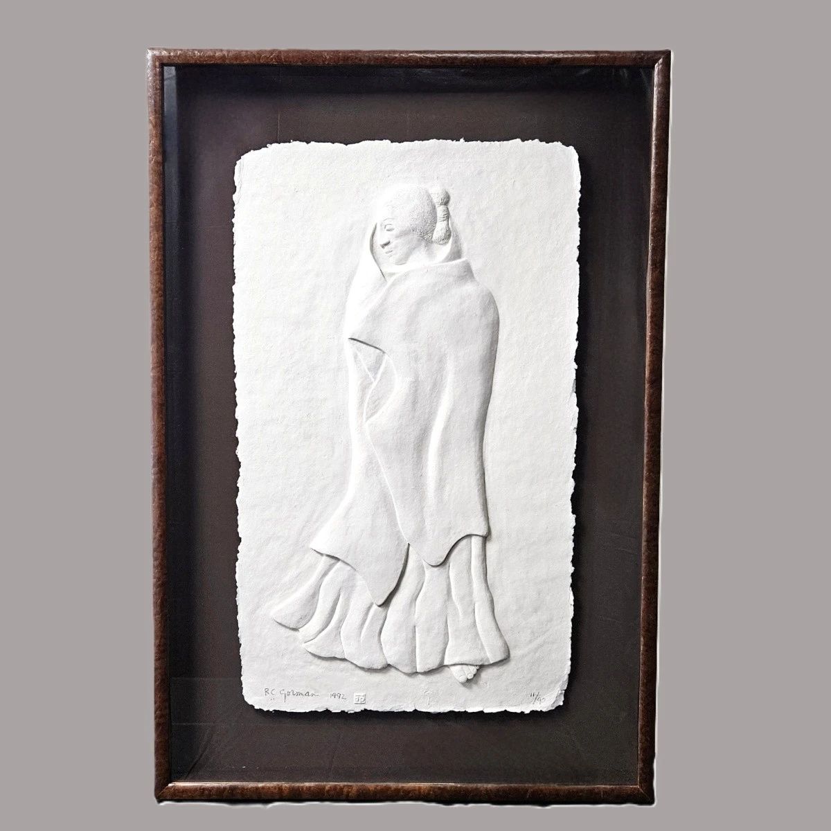 Lot #3 - R.C. Gorman Large Framed Papercast Art "Nellie Begay" 1992 - LE 11/90 Signed and Numbered By Artist 31" x 18"