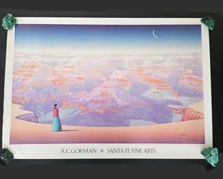 Lot #14 - Large Landscape Lithographic Print Titled "Grand Canyon" Signed and Dedicated by R.C. Gorman 39" x 27"