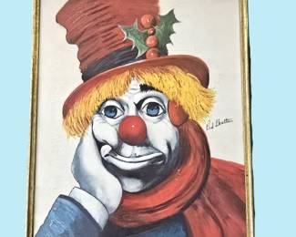 Lot #16 - Vintage Red Skelton signed "Holly Clown" Lithograph - Originally Painted By Red Skelton! Double Signed