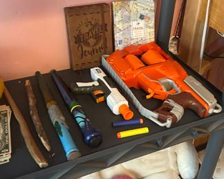 Nerf gun and harry potter wands